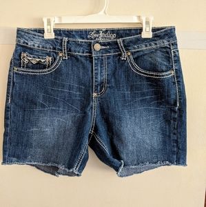 Love Indigo Premium DistressedDenim Cut-Off Shorts